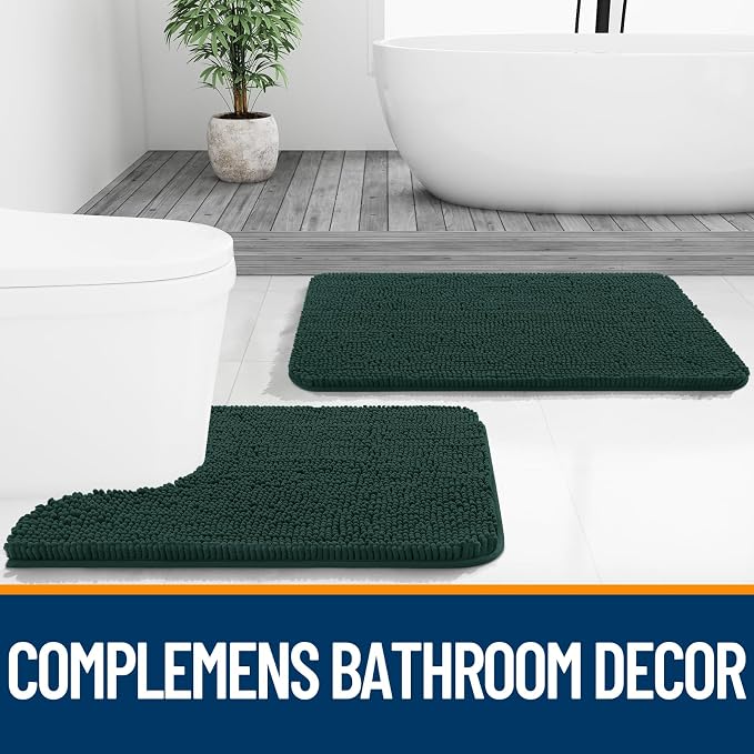 OLANLY Bathroom Runner Rugs 70x24, Soft Absorbent Chenille Bath Rugs, Rubber
