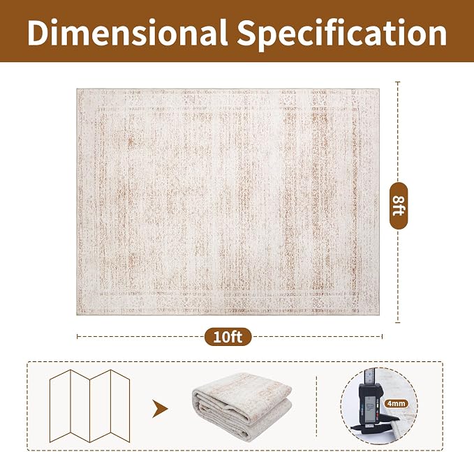 8x10 Washable Area Rugs for Living Room, Dining Room- Modern Abstract Large