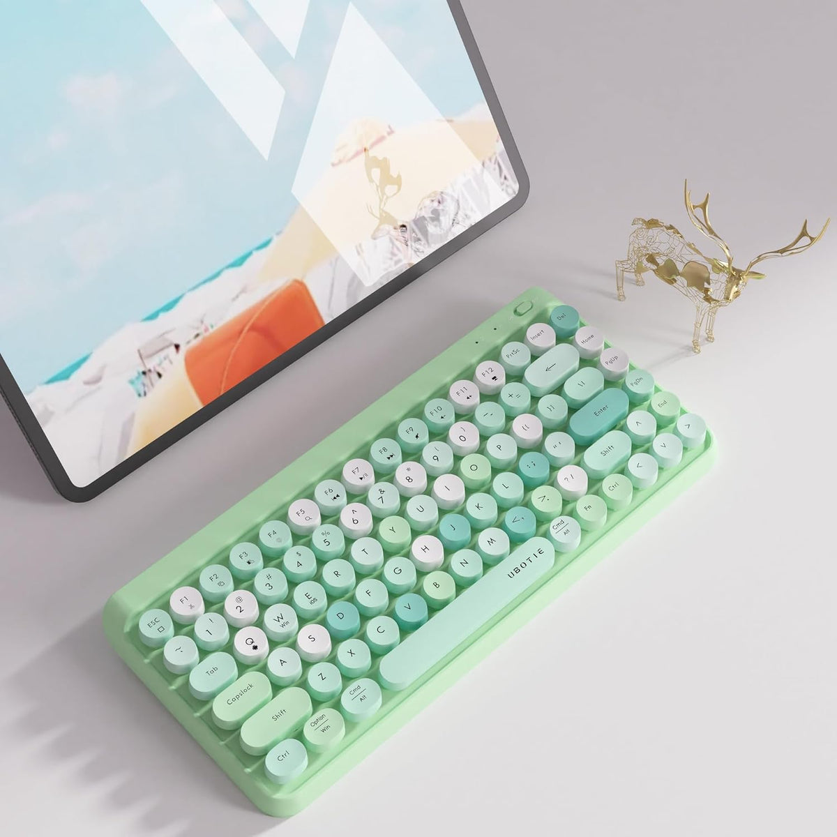 UBOTIE Portable Bluetooth Colorful Keyboards (Green-Colorful)