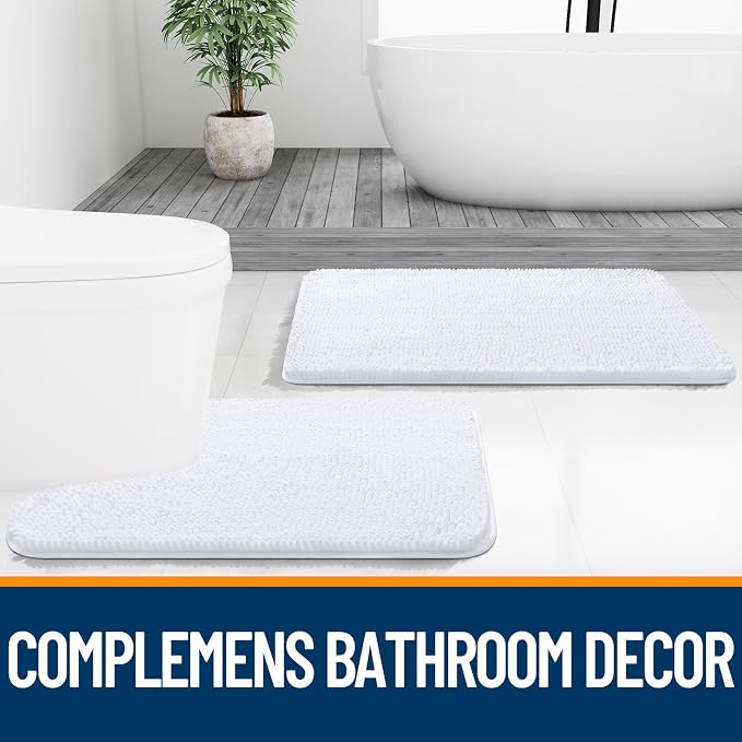 OLANLY Bathroom Runner Rugs 47x17, Extra Soft Absorbent Chenille Bath Rugs