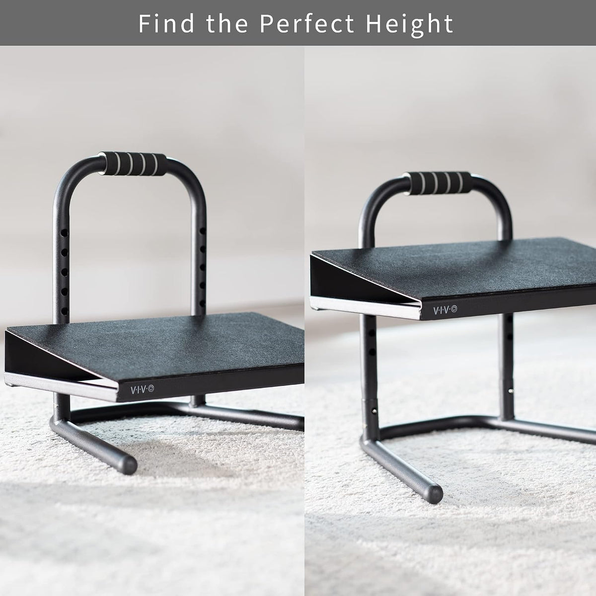 VIVO Black Ergonomic Height Adjustable Foot Rest Platform, STAND-FT01