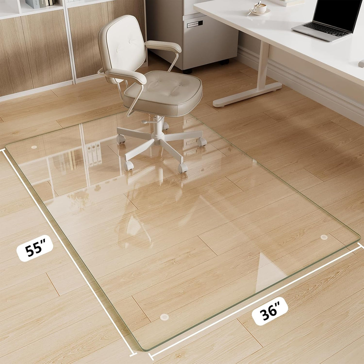 Glass Chair Mat 36" x 55" Tempered Glass Office Chair Mat
