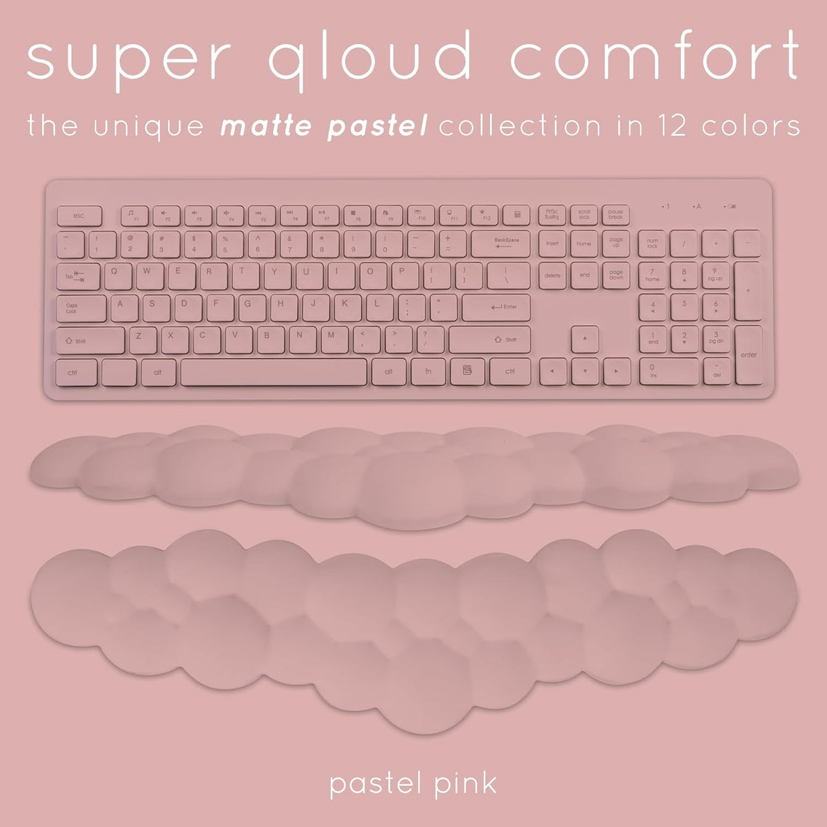 Pink Cloud Keyboard Wrist Rest – Create-ables Qloud Pink Wrist Rest for Computer Keyboard and Mouse, Ergonomic Memory Foam Wrist Pad with Non-Slip Base, Includes Cloud Mouse Pad