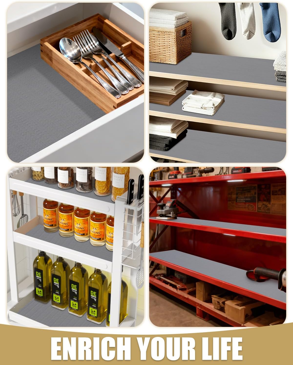 Drawer and Shelf Liners for Kitchen Cabinets Non-Adhesive