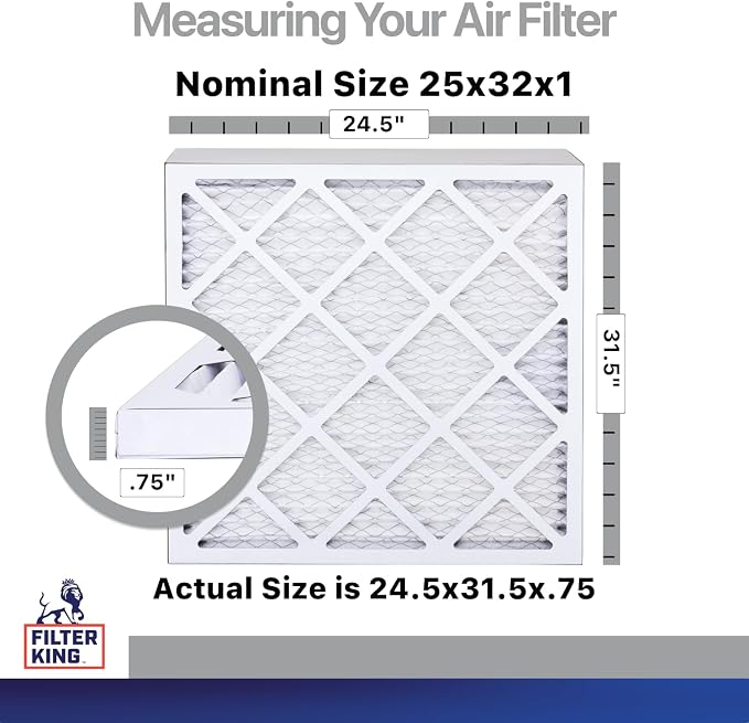 Filter King 25x32x1 Air Filter | 4-PACK | Carbon MERV 8 HVAC Pleated A/C