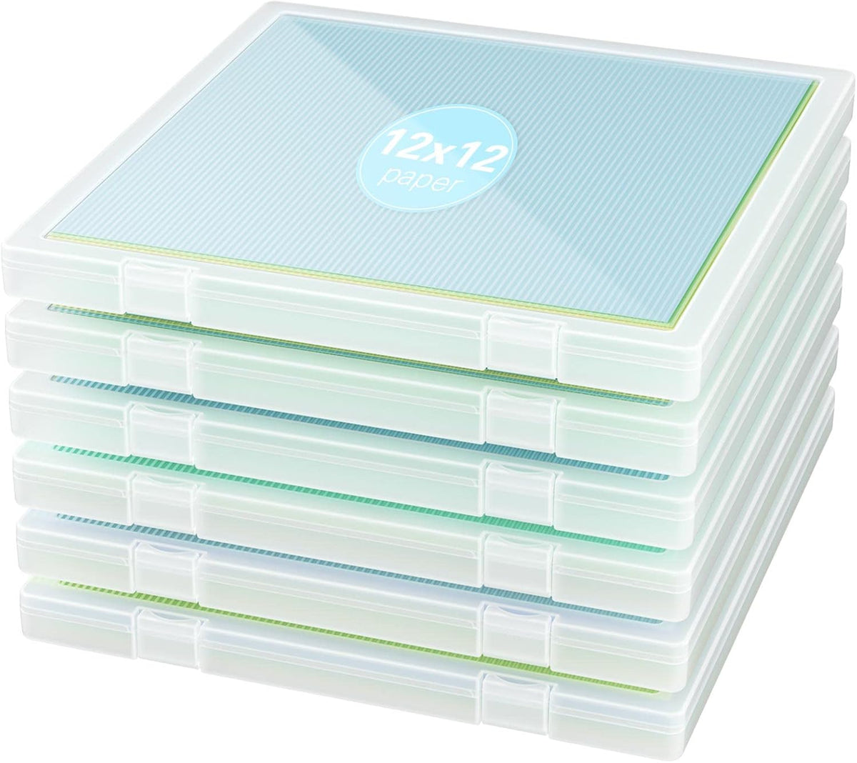 Denkee 12 x 12 Paper Storage, 6 Pack Scrapbook Paper Organizer Storage, Craft Organizers Box, Portable Storage Containers for Board Game, Craft, Art Supplies