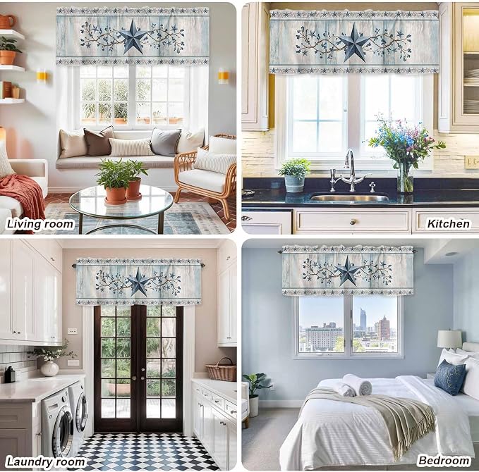 Texas Star Blue Curtain Valances
