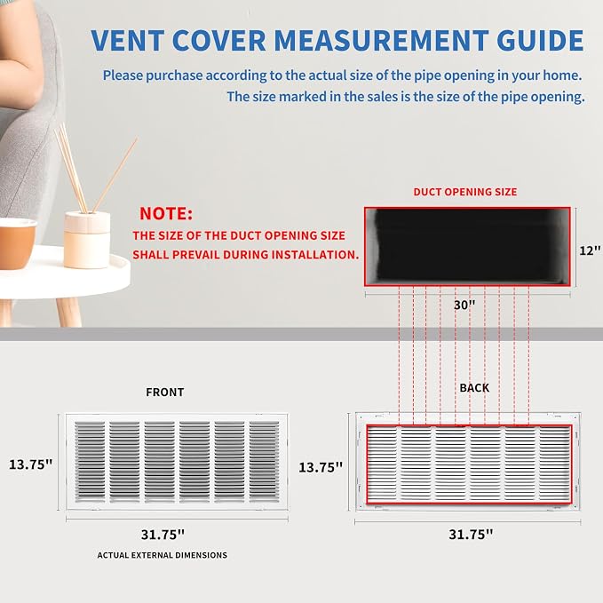 30x12 Return Air Grille, Return Air Vent Cover
