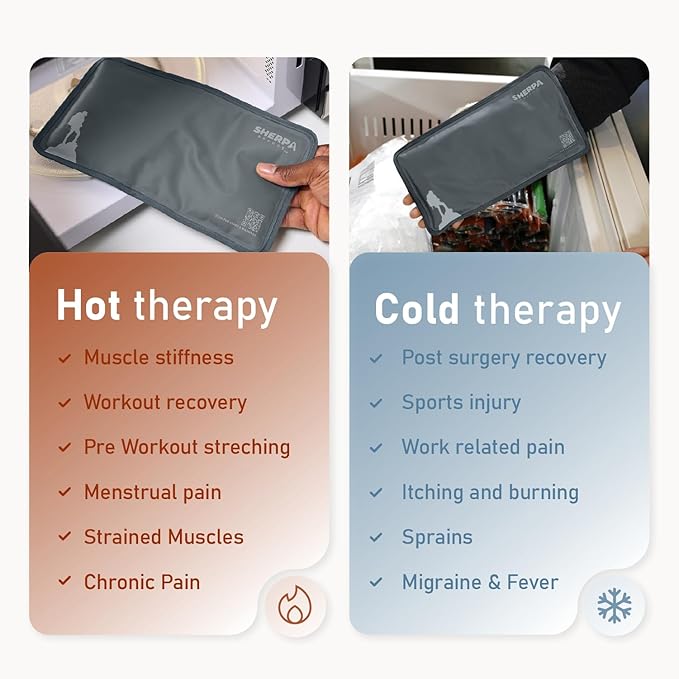 Medium Flexible Gel Ice Packs Reusable - Hot and Cold Soft Ice Packs for Injuries Reusable for Ankle, Arm, Foot, Leg, Back Pain Relief - 8" x 12" - Grey