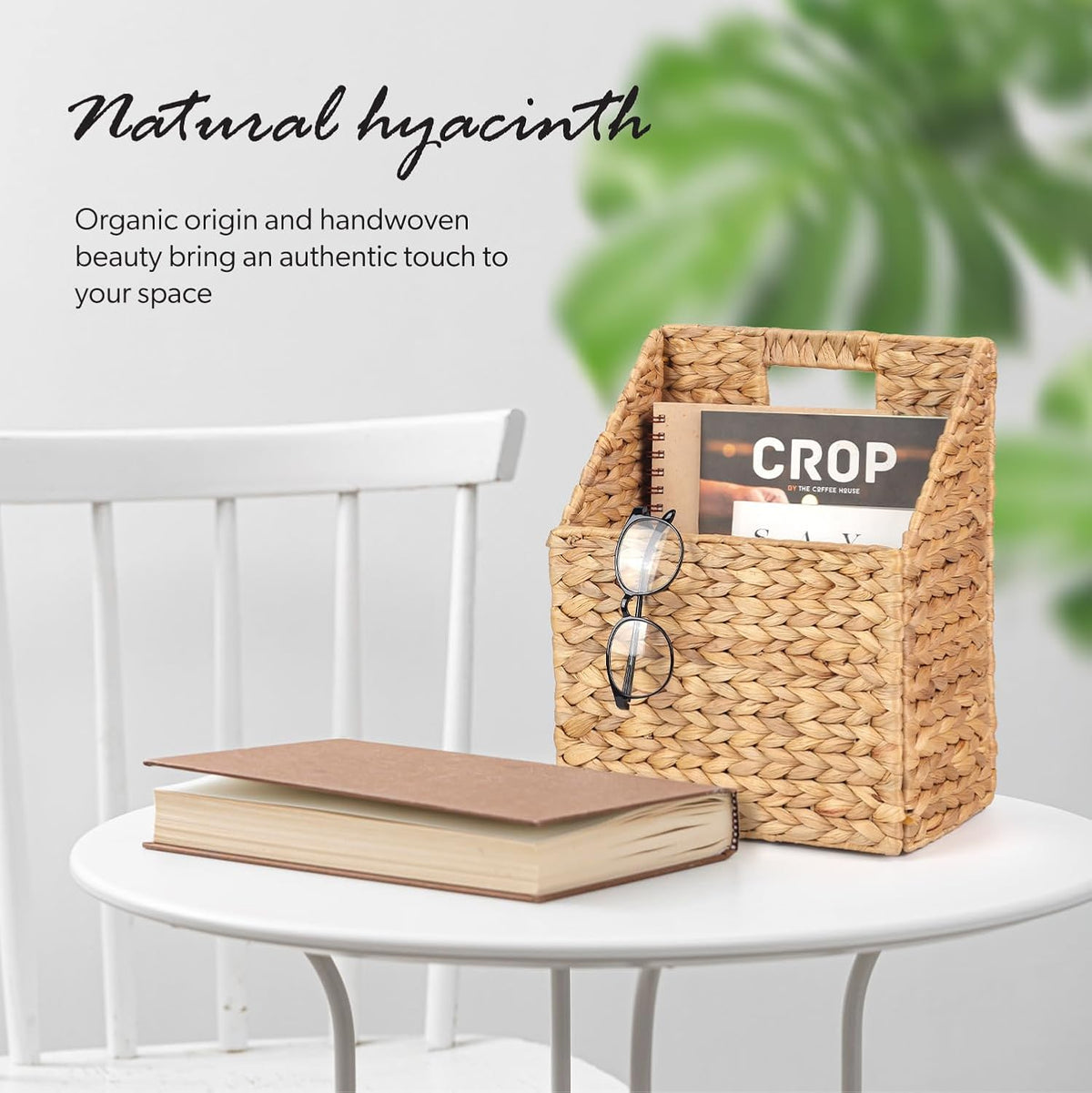 Wicker Hanging Storage Basket (10,5"Lx6,5"Wx13"H), Set of 2 Wall Baskets, Water Hyacinth Baskets, Wall Decor Hyacinth Basket Hanging for Organizing Files, Mails, Books, Magazine,...