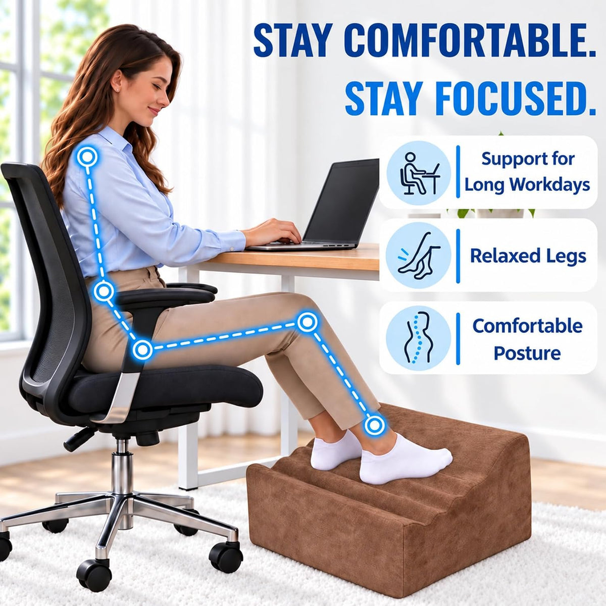Foot Rest for Under Desk at Work, Non-Slip Office Foot Stool