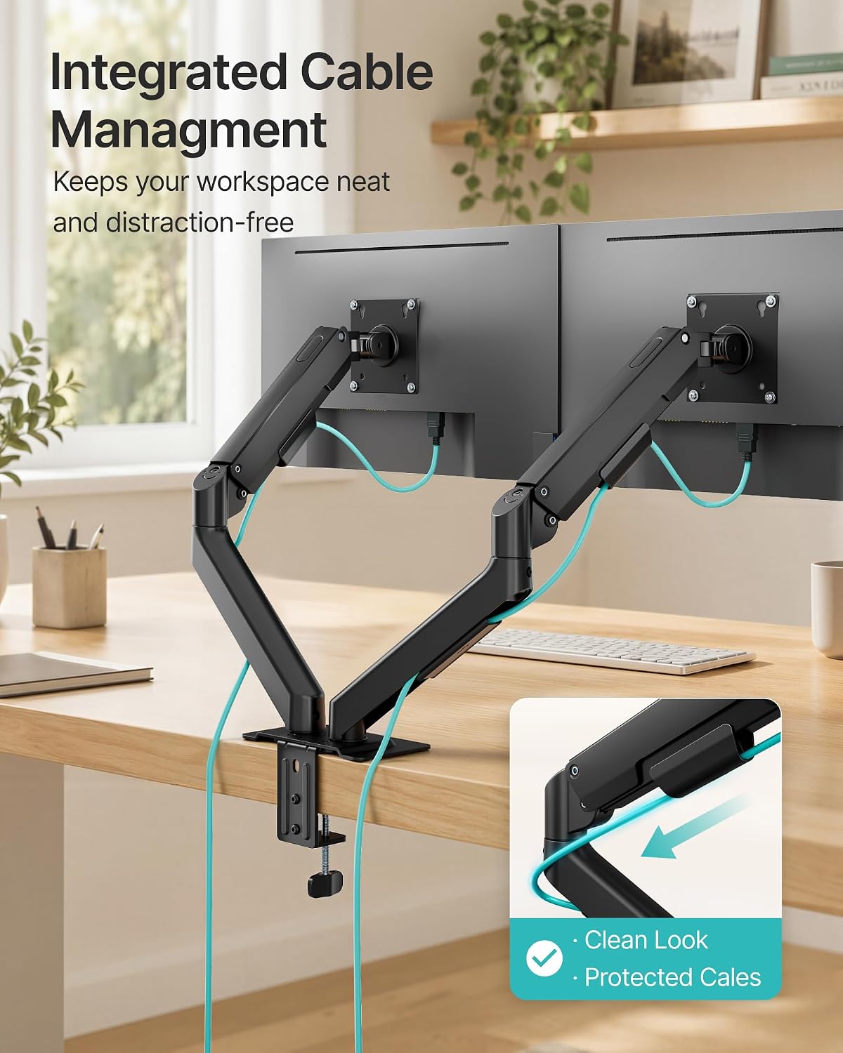 Pegzone Dual Monitor Arm for Up to 32 Inch Screen, Heavy Duty Monitor Mount