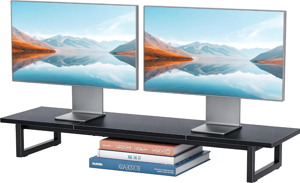 Simple Trending Dual Monitor Stand Riser, 38" Computer Monitor Stand, Black