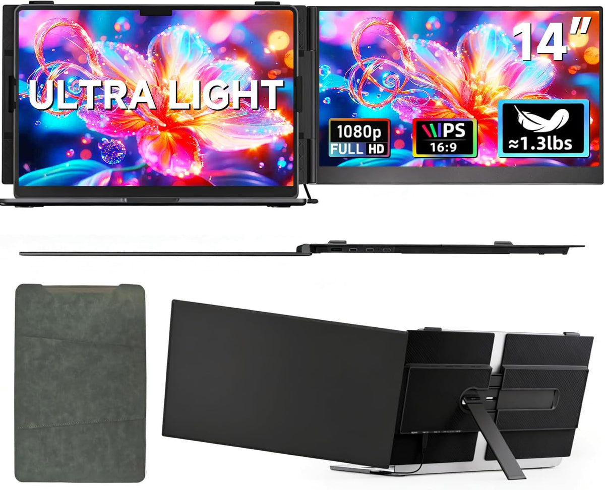 ROYY Laptop Screen Extender, 14" 1080P FHD IPS Portable Monitor