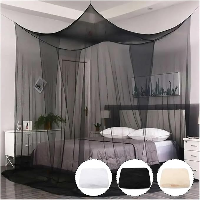 Canopy Bed Curtains Black/White/Beige Elegant Lace Canopy Curtain