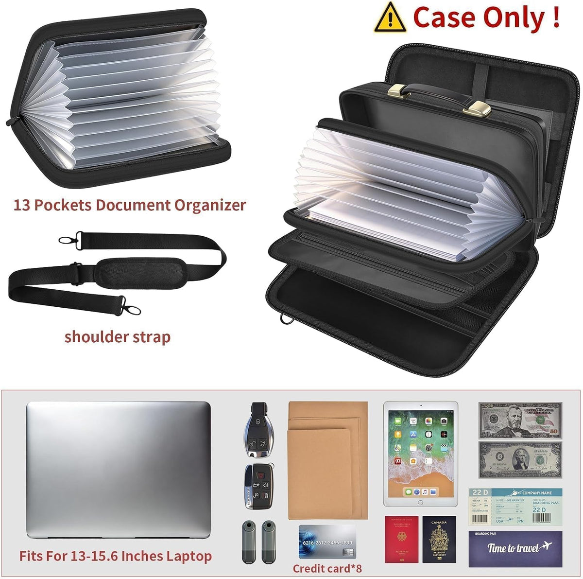 3200℉ Fireproof Briefcase 15.6in Laptop, Legal Size Organizer Filer
