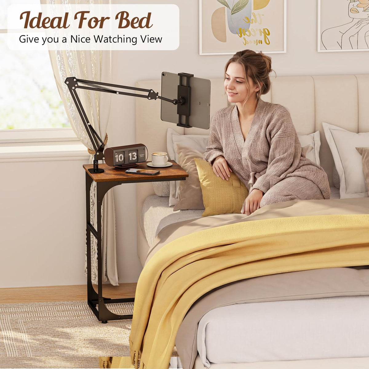 Floor Kindle Phone Tablet Stand with End Table for Overhead Bed,Counch