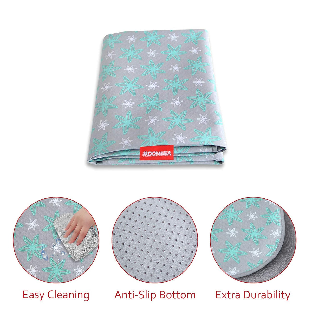 Extra Large Splat Mat, Waterproof Non Slip Floor Splash Mat 54"x72", Flower
