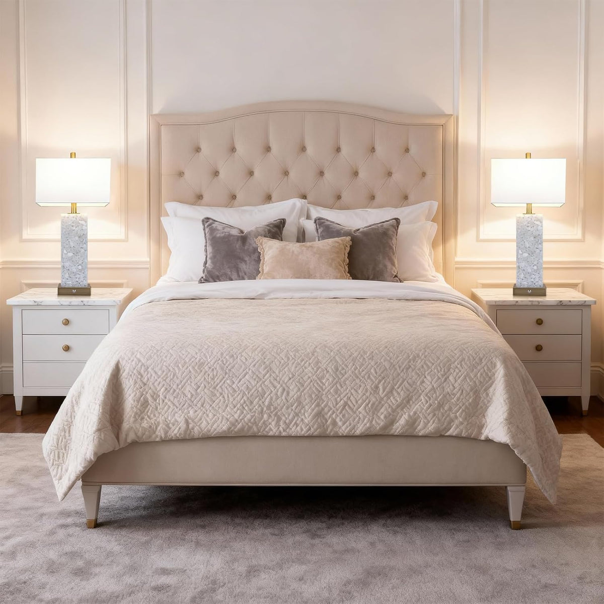 vallerico 25.6" Alabaster Lamps, Marble Lamp Nightstand Lamps Set of 2