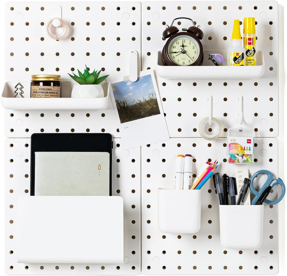 VUSIGN Peg Board Combination Kit 22"x22" Pegboards, White