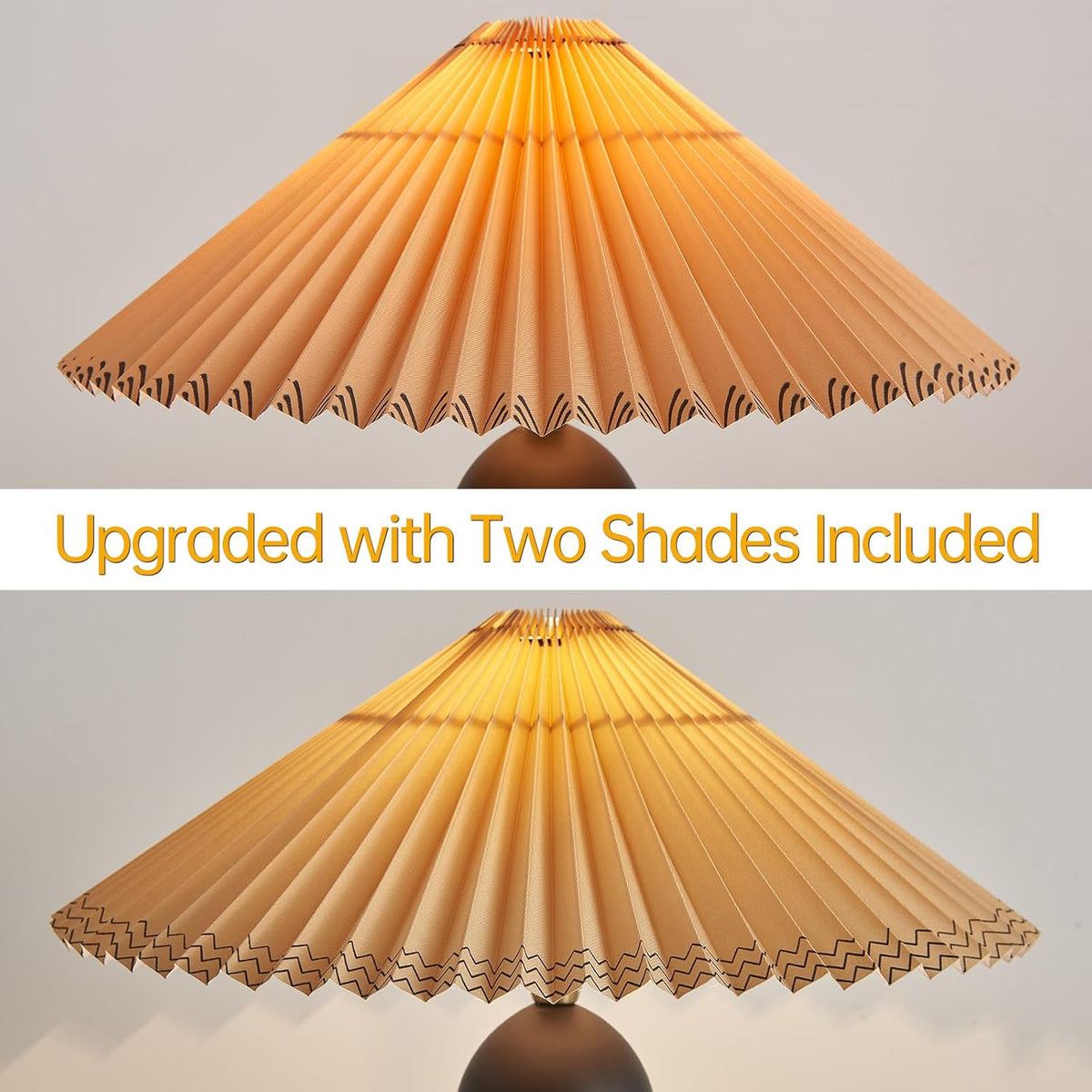 Japandi Zen Table Lamp, Red Solid Wood Tripod Base, Pleated Umbrella Shade
