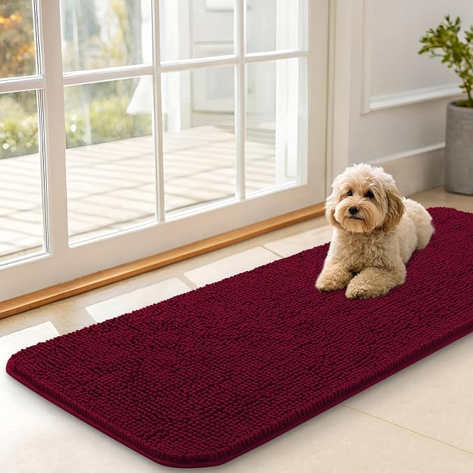 OLANLY Dog Door Mat for Muddy Paws 47x17, Absorbs Moisture and Dirt, Absorbent
