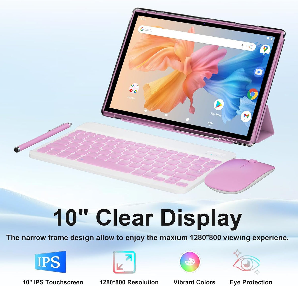10 inch Tablet 2 in 1 Android 15 Tablets with Keyboard, 10" Tabletas Include Mouse Keyboard Stylus Case, 6000mAh 8GB RAM 32GB ROM Support 1TB Expandable Tableta Dual Camera 5G WiFi-6 Bluetooth Tablet