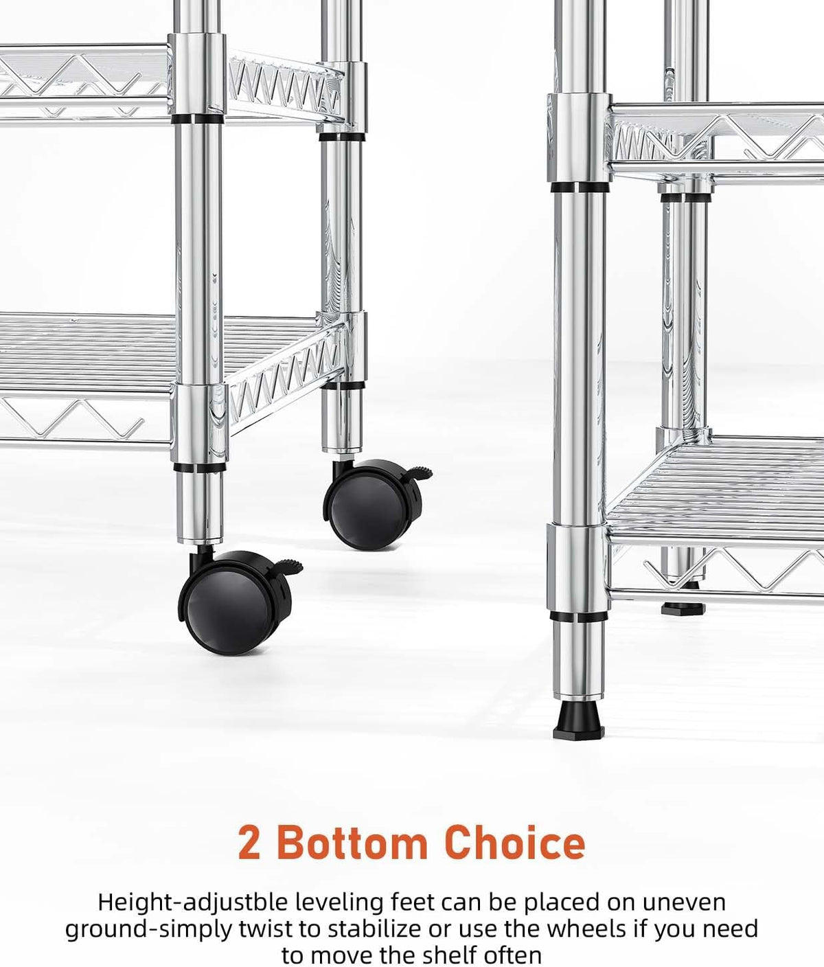 Simple Deluxe 3-Tier Heavy Duty Storage Shelves 750Lb Capacity, 24.02" D x 13.78" W x 21.97" H Shelving Unit for Pantry, Garage, Laundry and Kitchen, Chrome, 2 Pack