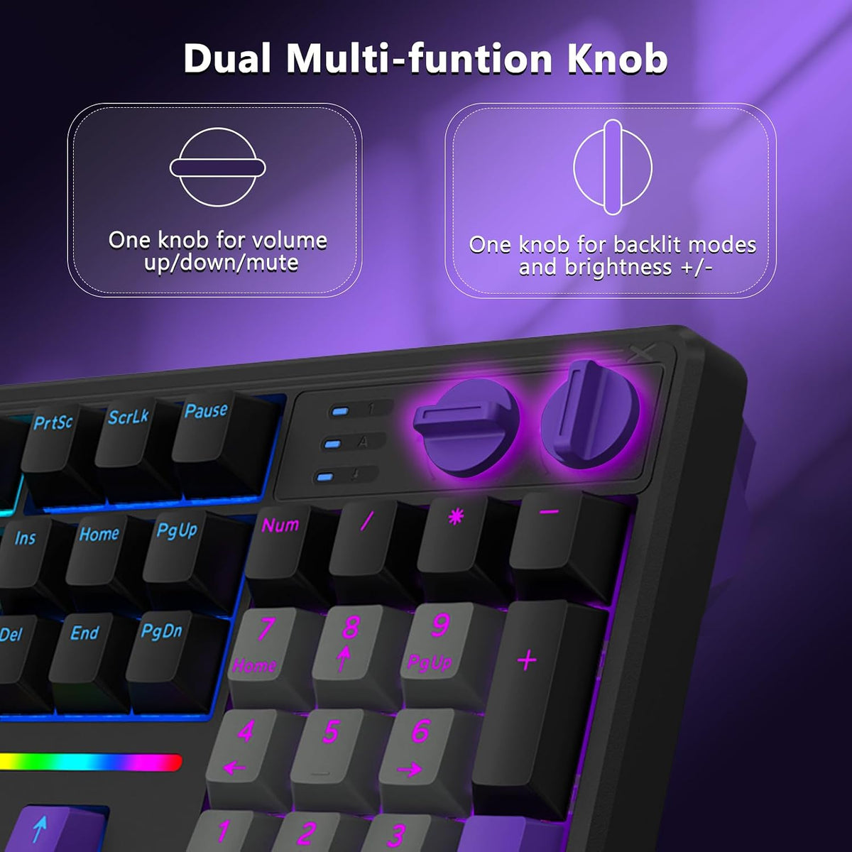 E-YOOSO Wired Creamy Mechanical Keyboard, Led Backlit for PC/Mac, Black