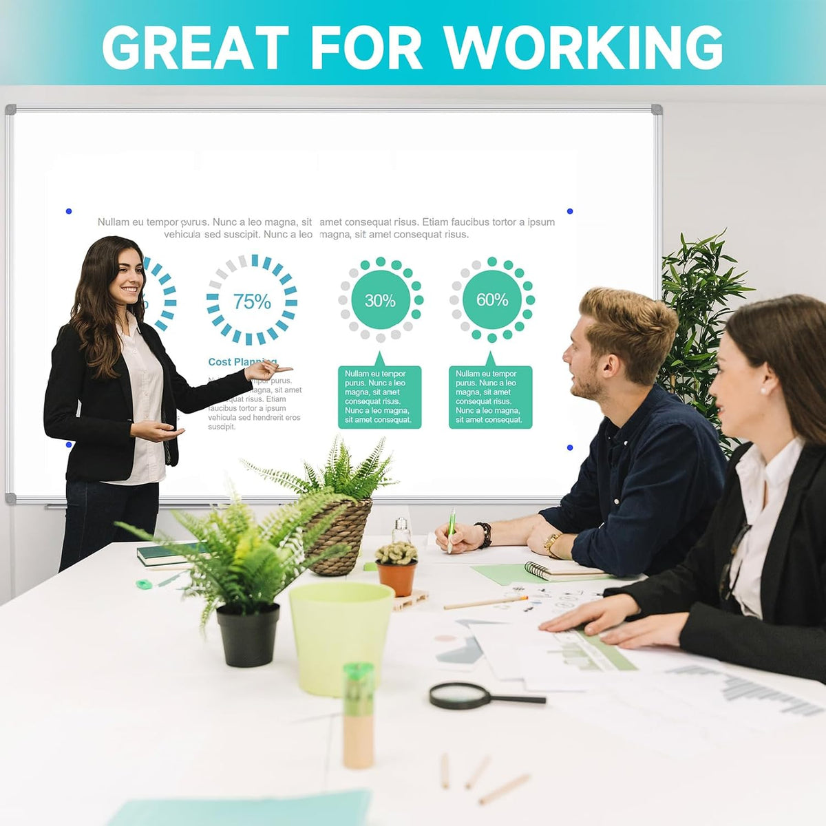JILoffice Magnetic Dry Erase Board 96 x 48 inches, Large 4" x 8" Whiteboard for wall, Silver Aluminum Frame Wall Mounted Board for Office Home and School