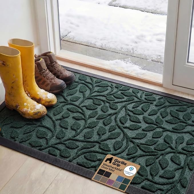 GORILLA GRIP 100% Waterproof All-Season WeatherMAX Doormat, US Designed Natural