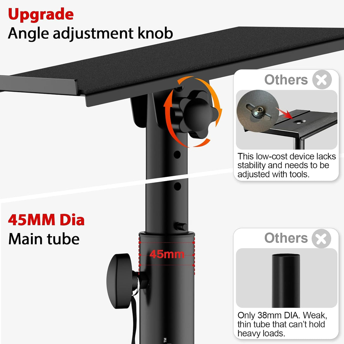 Studio Monitor Stands Tilt Clamp Desk Speaker Stand 10.4"-15.4"