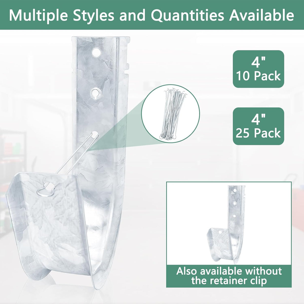 4-Inch Cable Support J Hooks with Retainer Clips, Wall Mount, 10 Pack