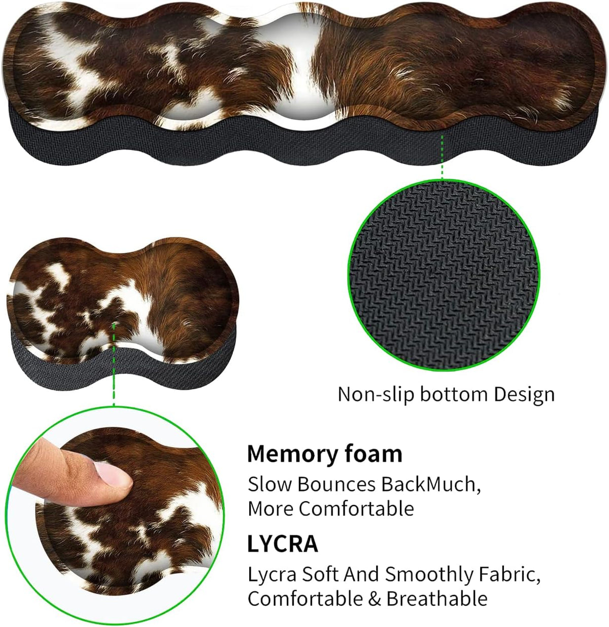 JVGFYNKL Gaming Mouse Pad XXL Large Desk Cute Mat Brown Cowhide Extended Mousepad Ergonomic Memory Foam Keyboard Wrist Rest, Stitched Edges Desk Pad(31.5x11.8 in) Extended Large Mousepads
