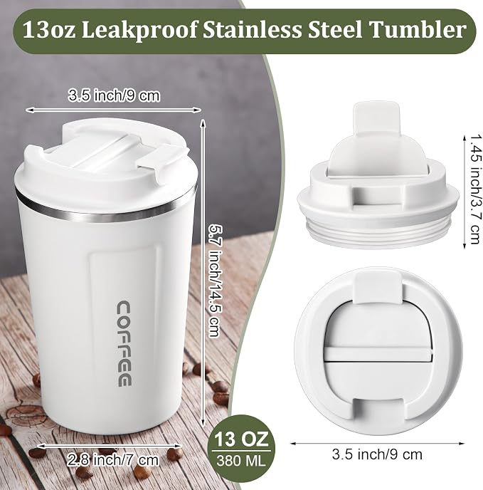 Sieral 4 Pcs 13 oz Travel Coffee Mug Insulated Reusable Coffee Cups