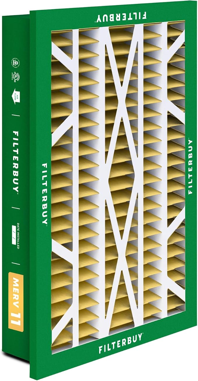 Filterbuy 16x25x5 Air Filter MERV 11 Superior Pet & Allergy Defense,