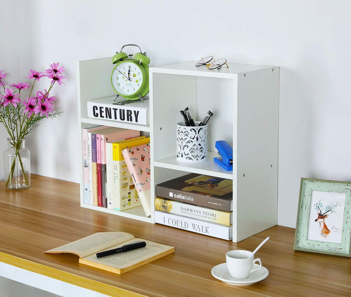 PAG-Mass Desktop Bookshelf Freestanding Wooden Countertop Bookcase Accessories Organizer Display Rack Dorm Desk Storage Shelf