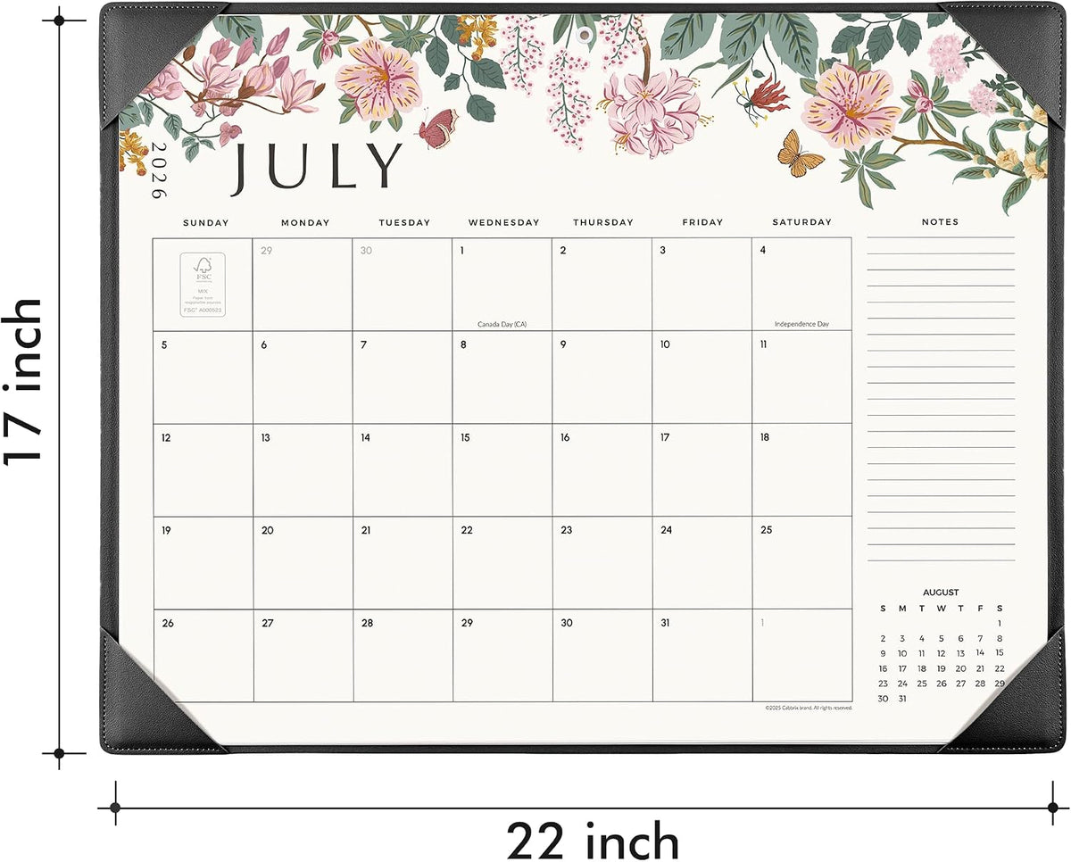 Cabbrix Desk Calendar 2027, Large Desk Pad Calendar 22 x 17" (Black)
