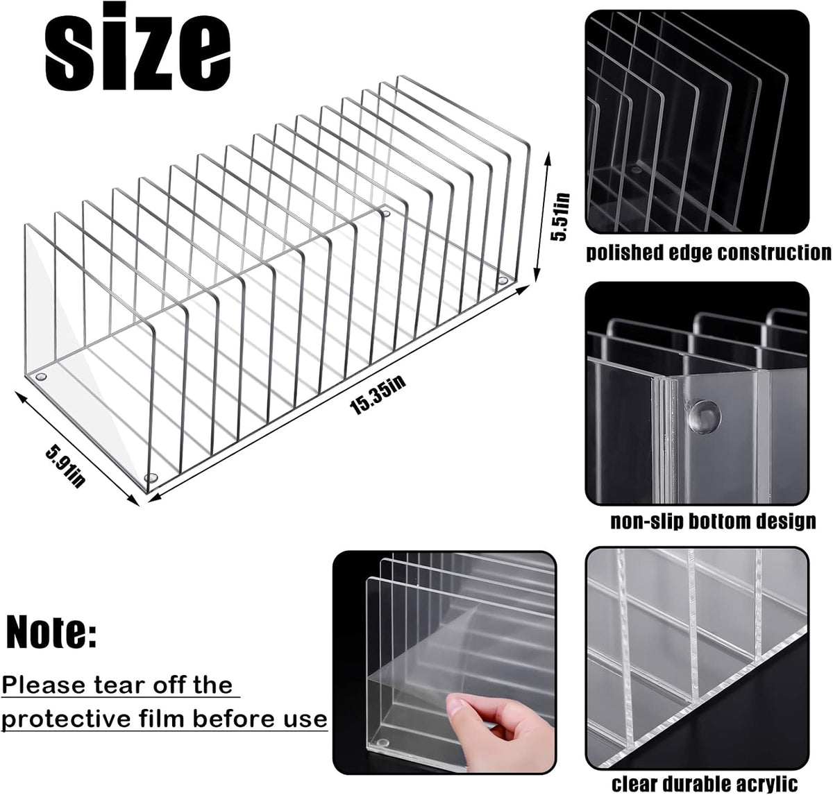 Ctosree 15 Compartments Acrylic Desk File Organizer