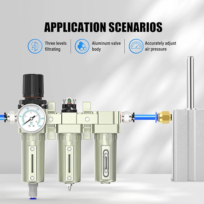 3/4" NPT Heavy Duty Industrial Grade 3 Stage Air Drying System, Auto Drain