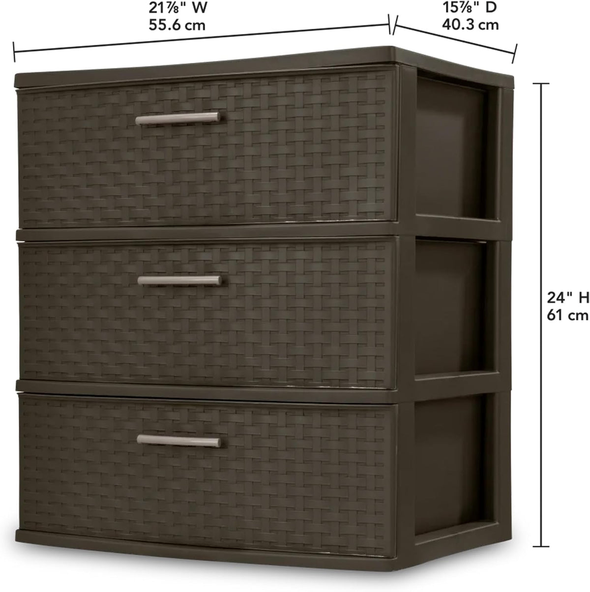 Sterilite Wide 3 Drawer Storage Organizer Tower, Weave - Espresso, 2 Pack