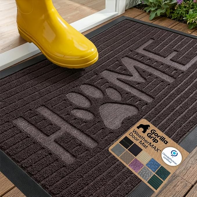GORILLA GRIP 100% Waterproof All-Season WeatherMAX Doormat US Designed Natural