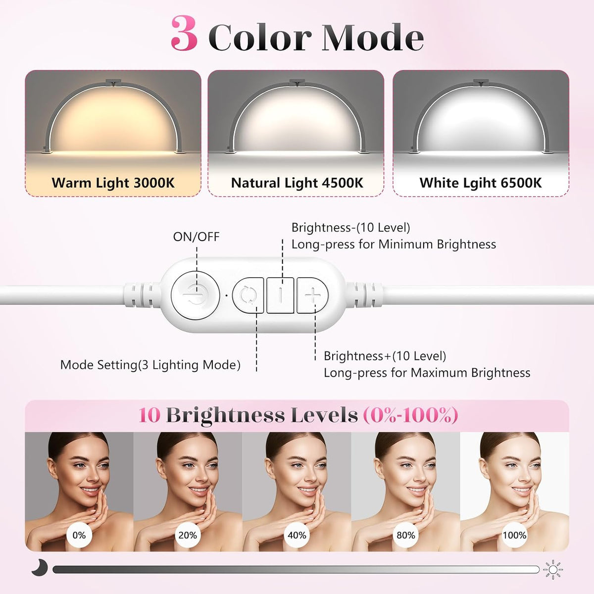 Yokilly Half Moon Light for Nail Desk: 29" Foldable Nail Light for Desk