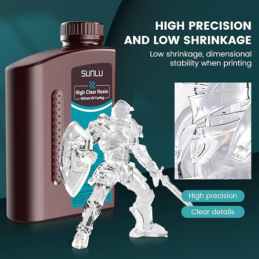 SUNLU High Clear 3D Printer Resin, High Transparency 3D Printing Resin