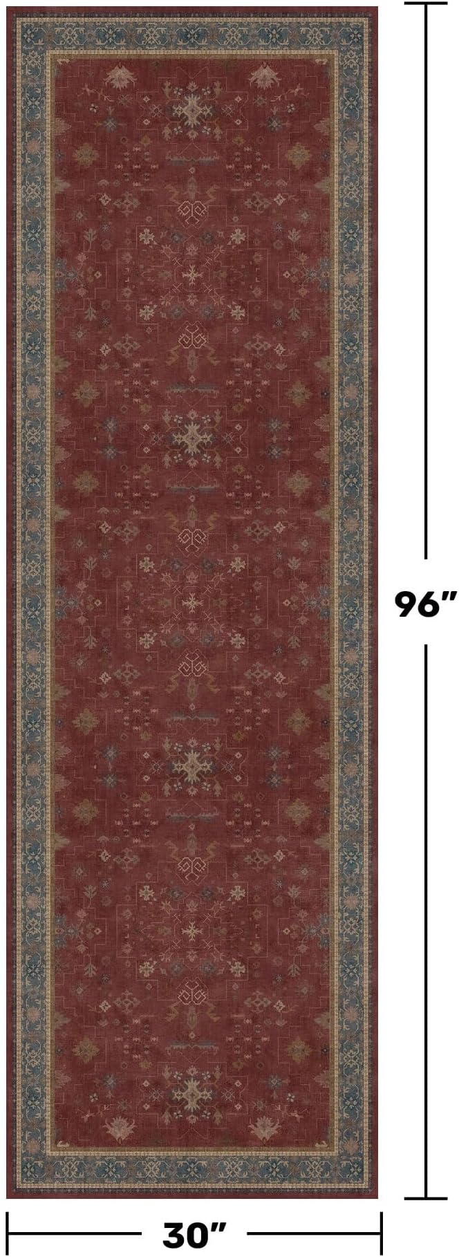 Dark Red 2'6''x8' Wide Hallway Runner Rug