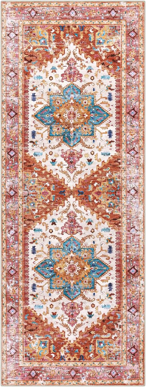 Yamaziot Washable Runner Rug, 2x6 Non-Slip Boho Vintage Hallway Rug Runner