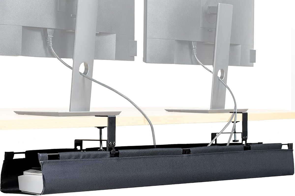 VIVO Black Clamp-on 47 in Fabric Cable Management Tray, DESK-AC47F-C