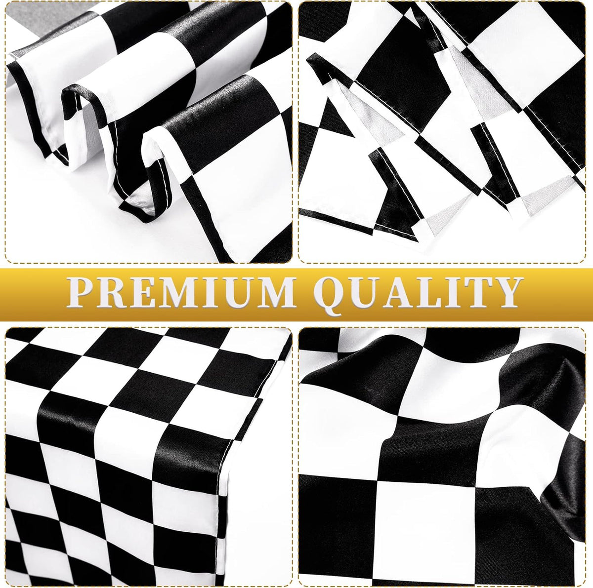 16 Pack Black and White Checkered Table Runner 12 x 72 Inch