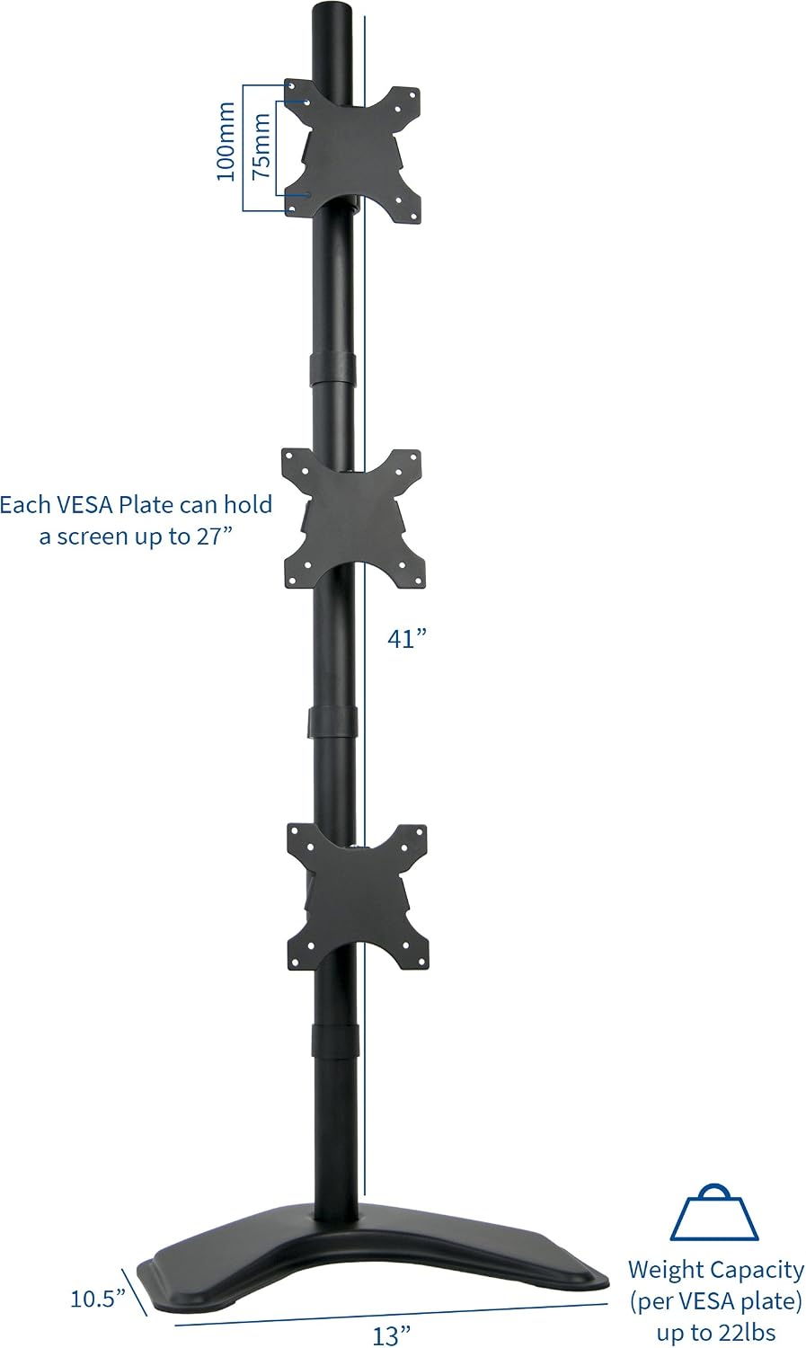 VIVO Triple Monitor Desk Stand for 13 to 27 inch Screens, STAND-V003D