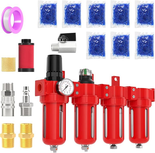 1/2" NPT Industrial Grade 4 Stage Aluminum Air Drying System, Coalescing Filter